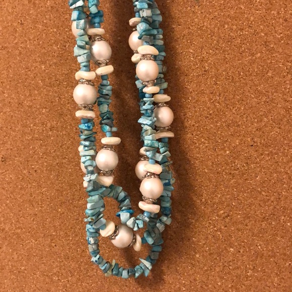 Oyster pear custom made necklace matching earrings - Picture 7 of 8